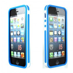 iPhone 5 5S 2 in 1 Bumper  (White-Blue)
